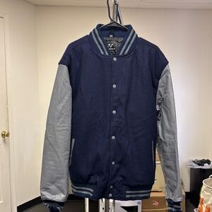 Young & Reckless Navy and Gray Varsity Bomber Jacket
